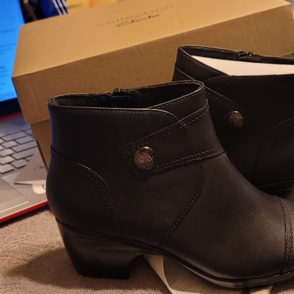 Clark black leather boots